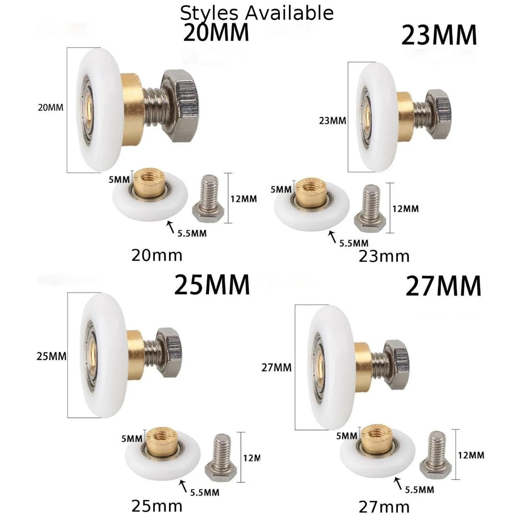 Shower Door Rollers for Glass Doors (20/23/25/27mm) Copper Replacement