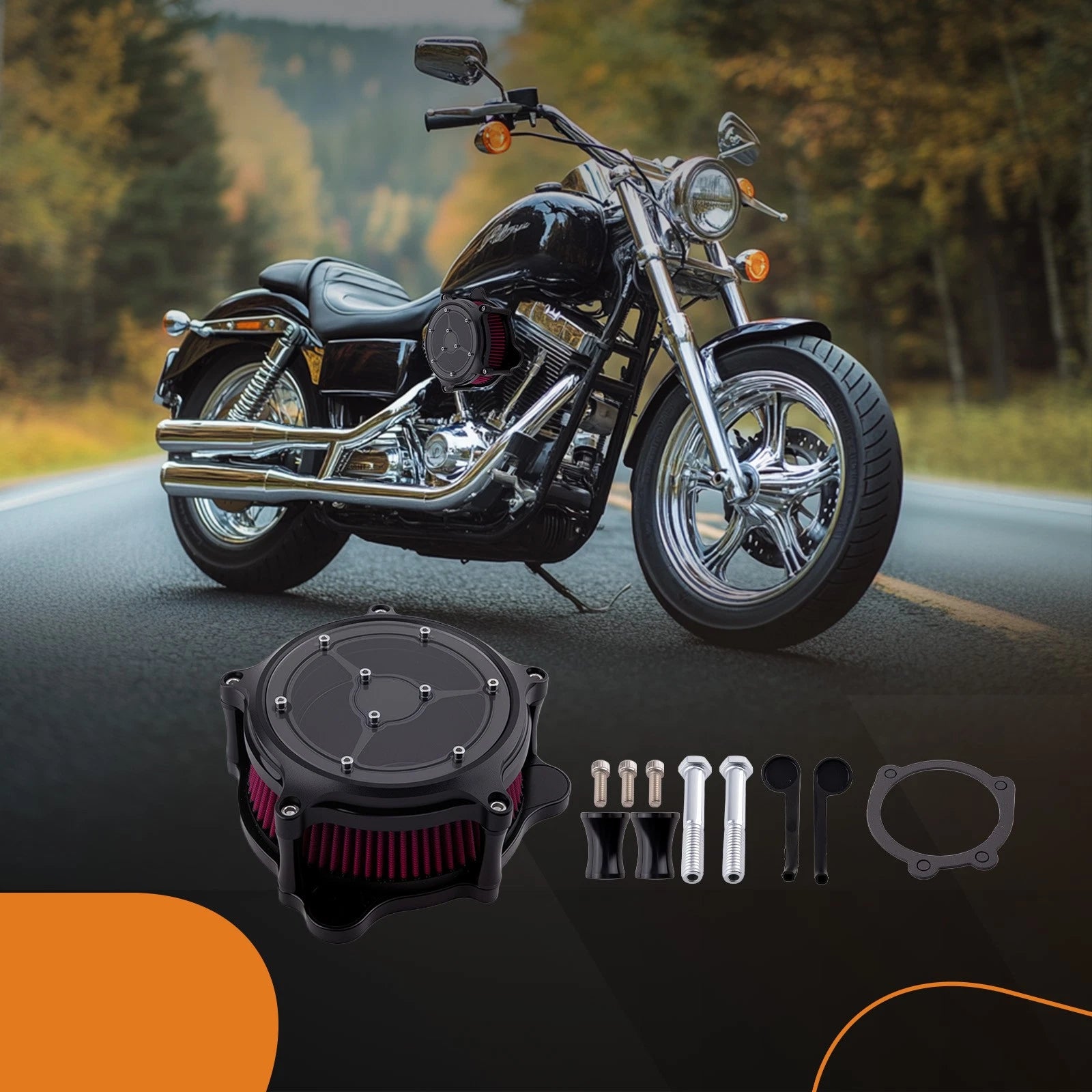 Air Cleaner Intake Filter for Harley Dyna (2000–2017), Softail (2000–2015), Touring (2000–2007)