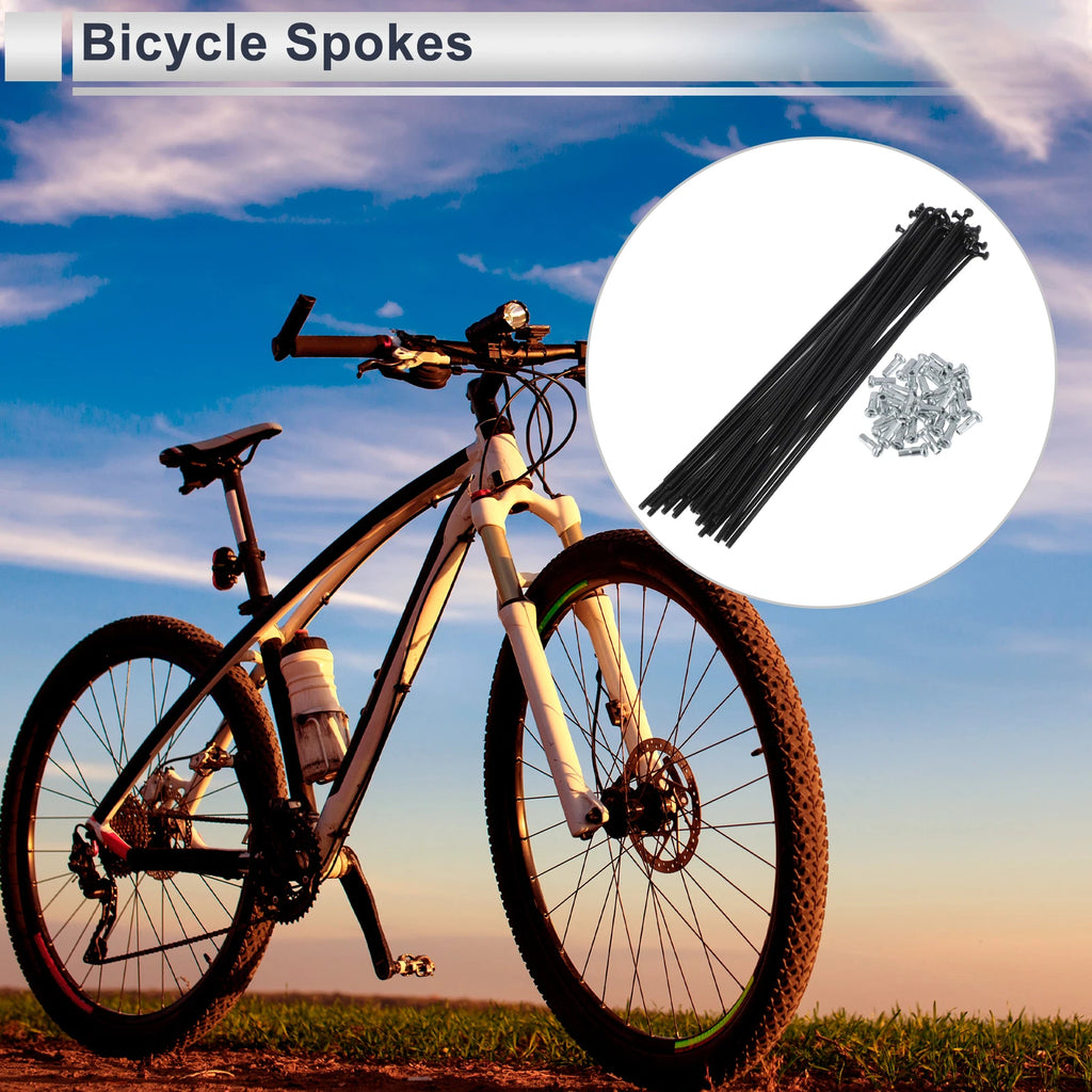 Bicycle Spokes Nipple 13G 177mm 45 Steel Universal for Black (Universal)