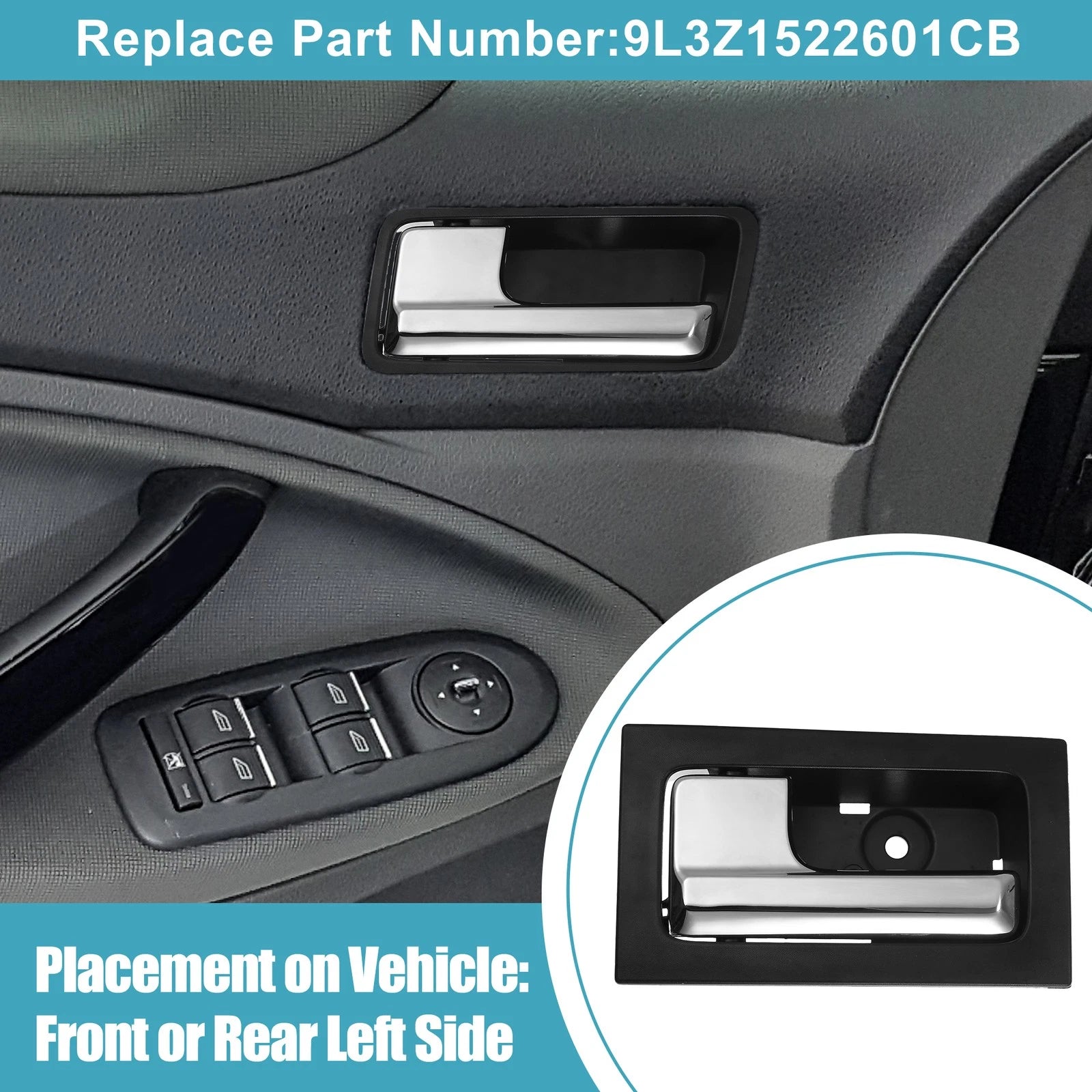 Interior Door Handle Front Rear Left Driver Side Replacement for Ford F150 (2009–2014)