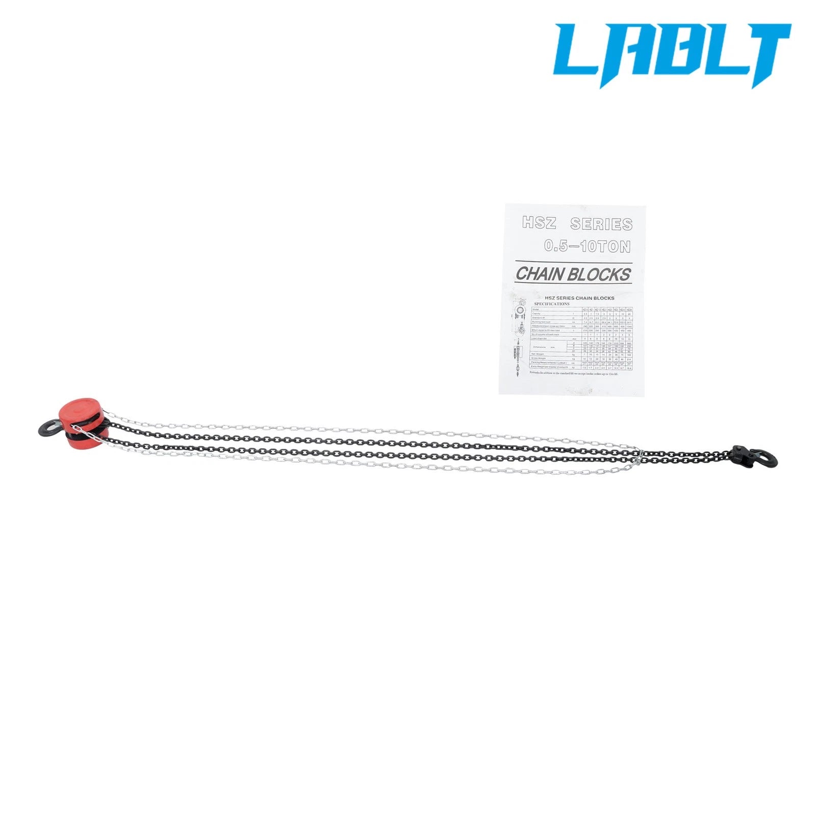 2 Ton Manual Chain Hoist for (8' Lift, 2 Hooks)