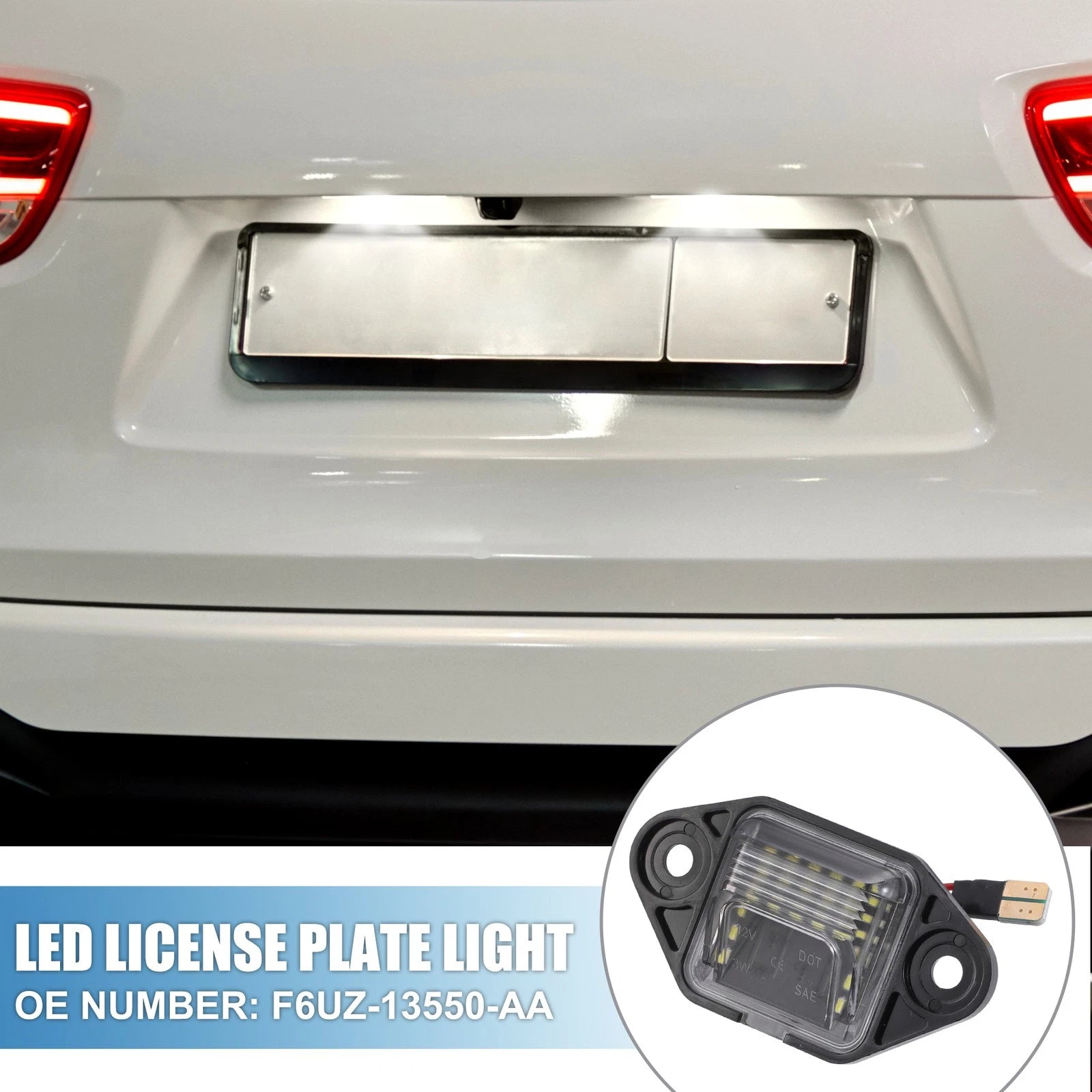 License Plate Light 6500K White LED Replacement for Ford E-150 E-250 (2003–2014)