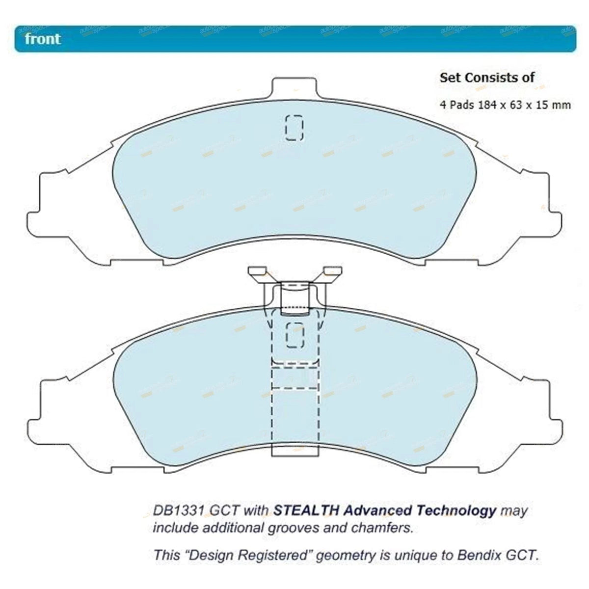 Set of 4 Bendix GCT Front Disc Brake Pads for Holden Caprice Statesman (1999–2006)
