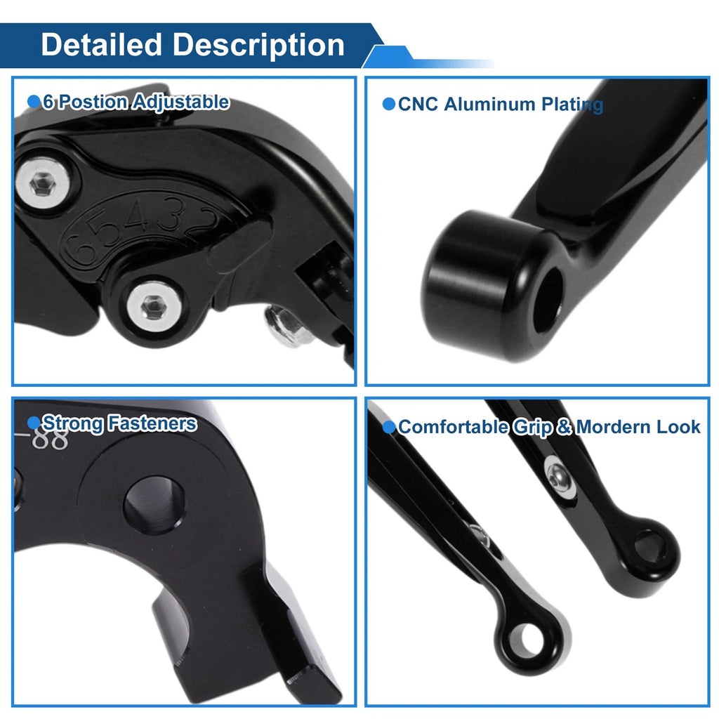 Adjustable Brake Clutch Levers for Kawasaki ZX14R (2006–2023) Solid Black