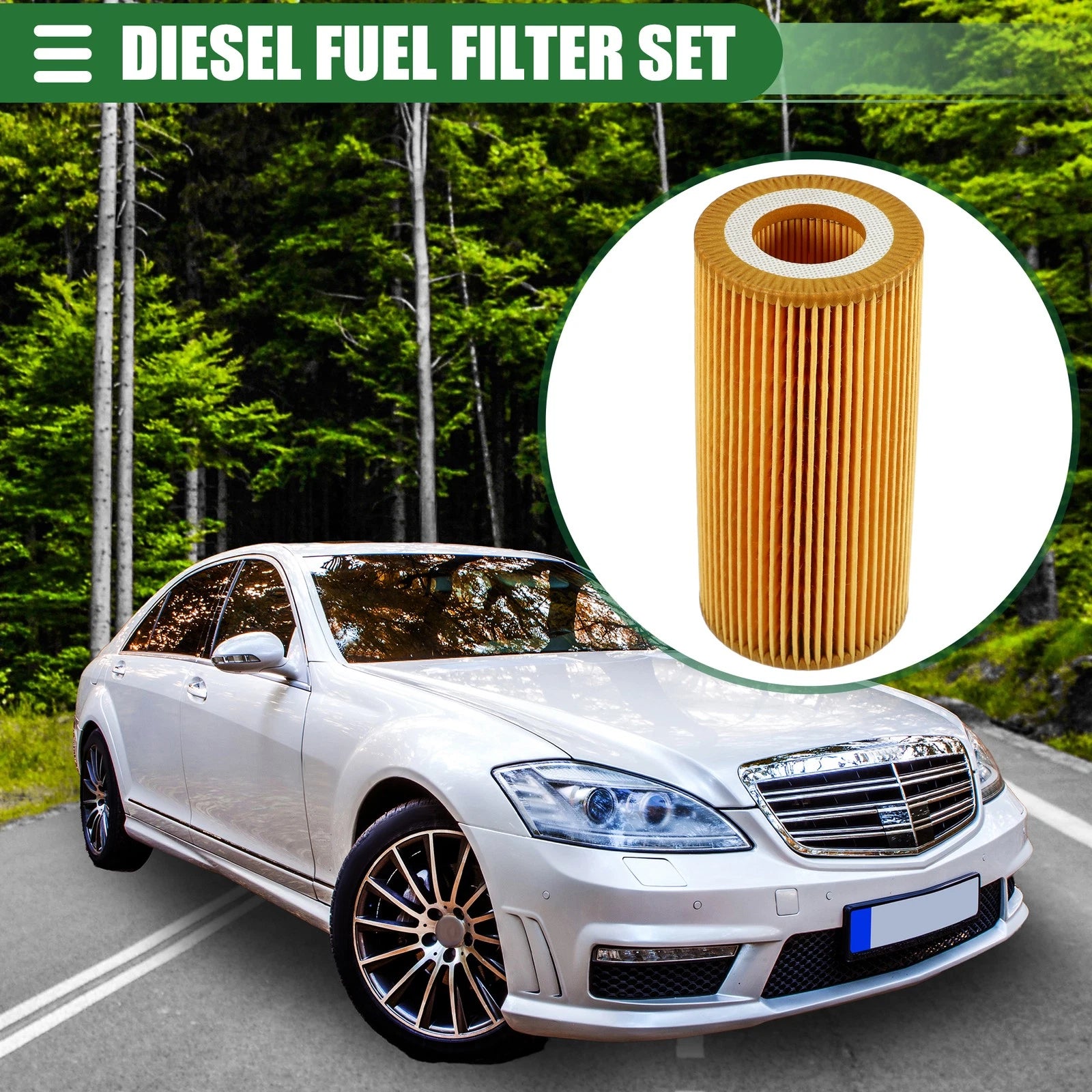 Engine Oil Filter and Fuel Filter Set Replacement for Mercedes C216 W221 (2008–2013)