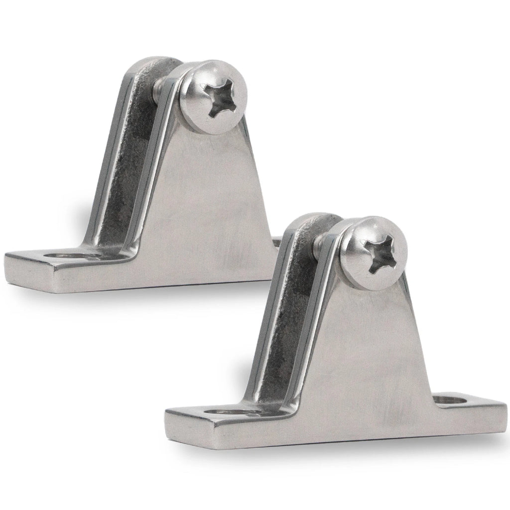 2X Bimini Top Hardware 90 Degree Deck Hinge with Screw Pin, Stainless Steel