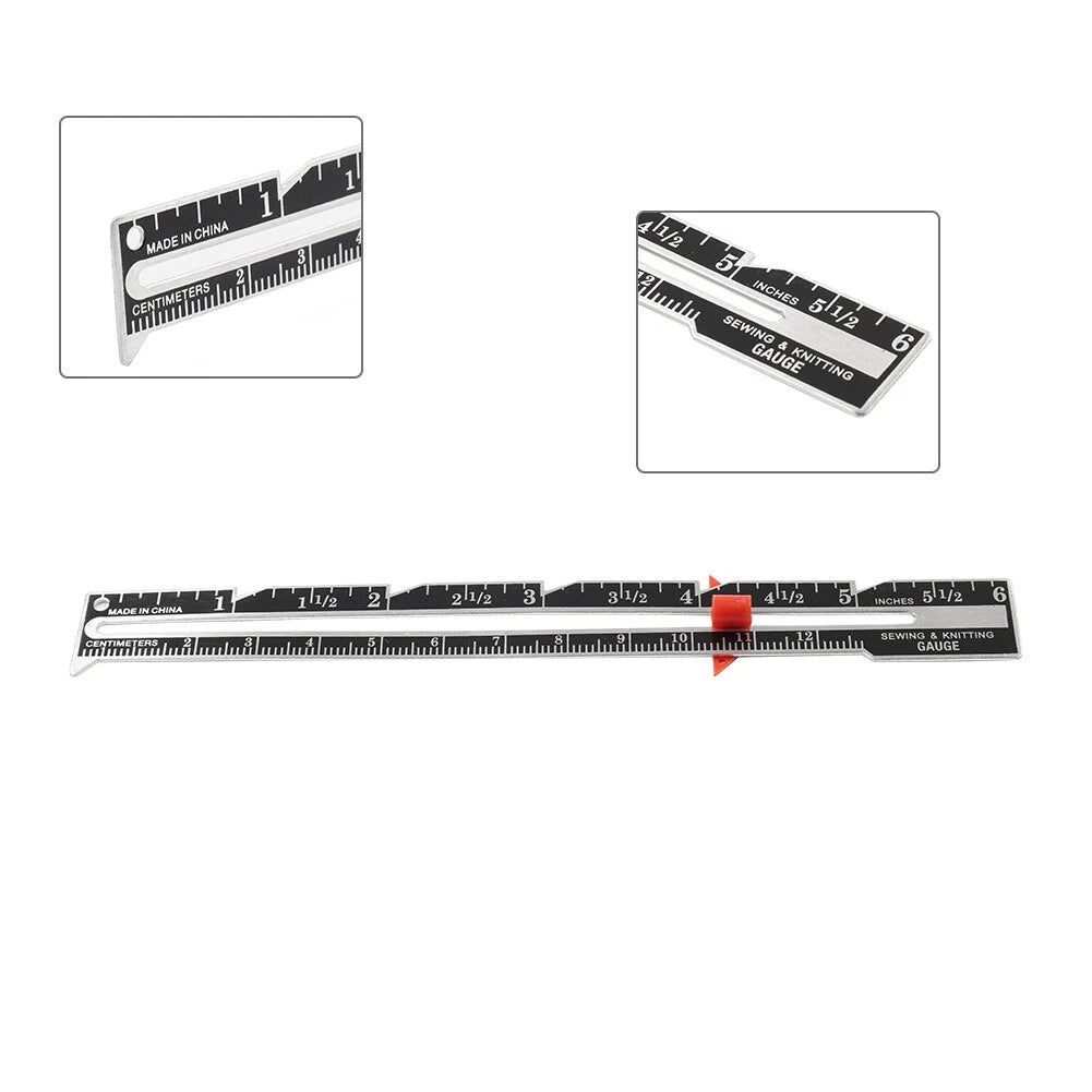 Sewing & Knitting Gauge with Sliding Adjustable Marker Accurate Measuring Ruler
