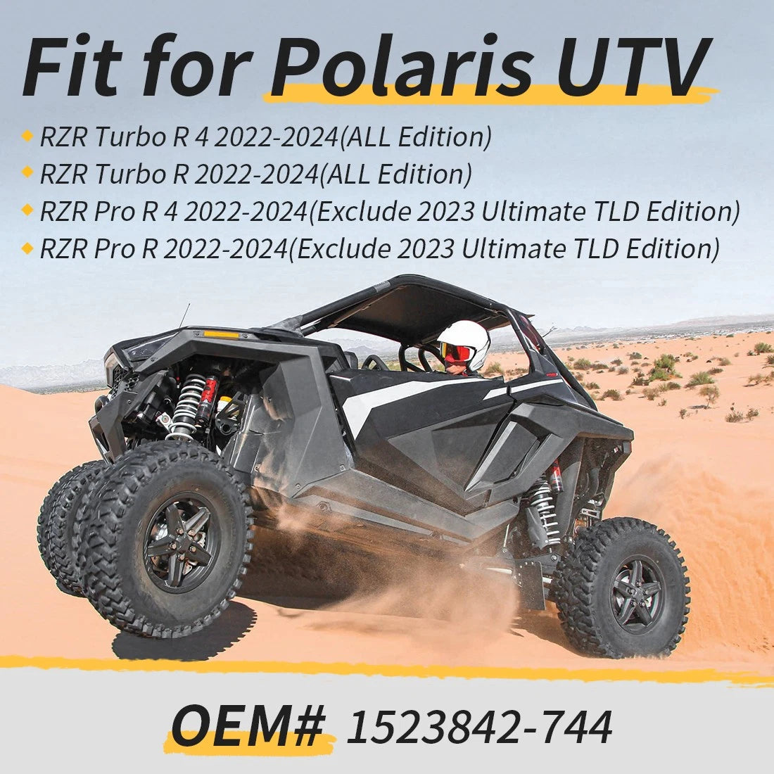 2 Matte Flash Black 5 Lug Rim Caps for Polaris RZR Pro R / RZR Pro R 4 (2022–2024)