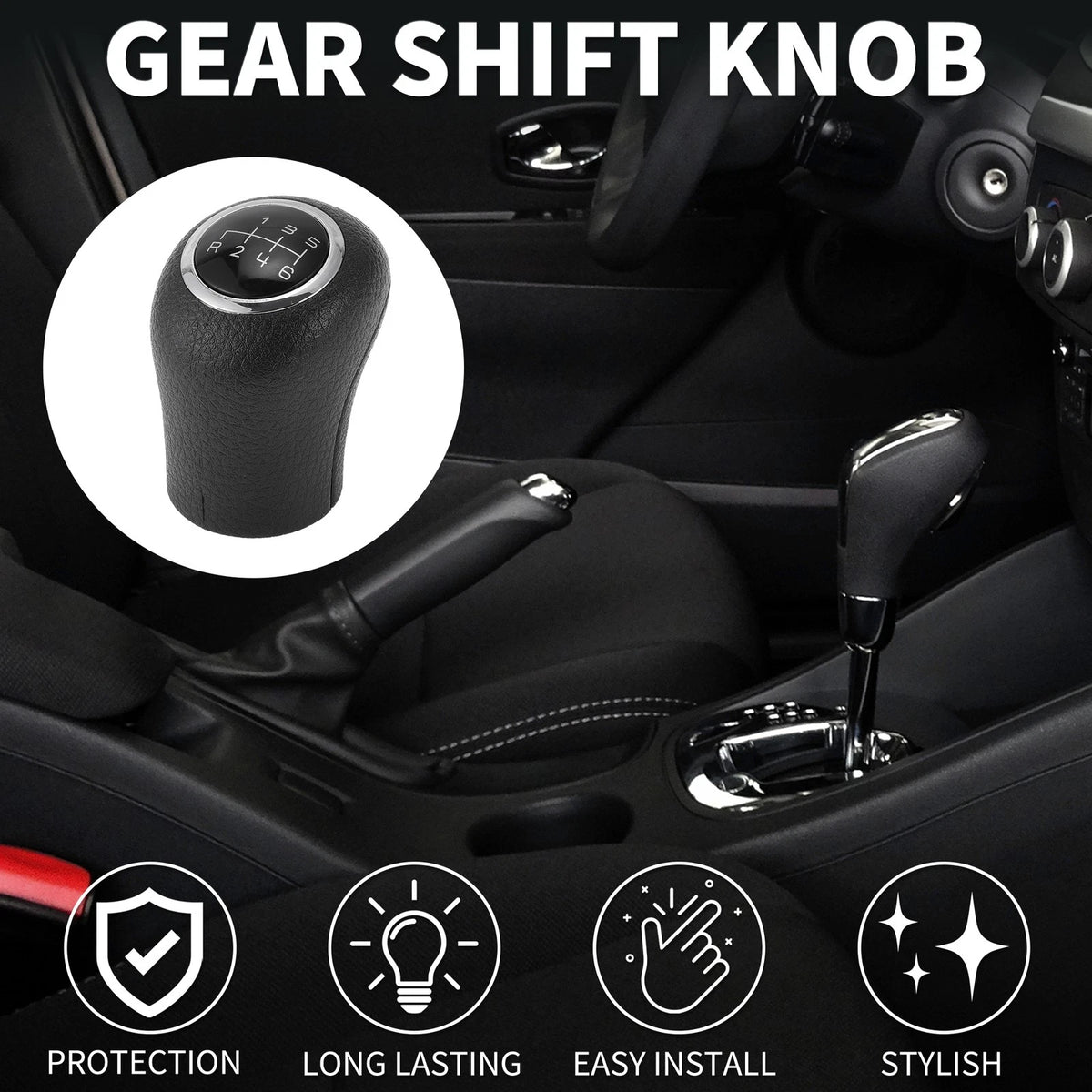 6 Speed Manual Gear Shift Knob for Mercedes-Benz Vito (2003–2020) Black Plastic