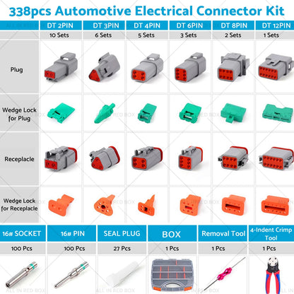 338pcs DT Deutsch Connector Kit for Crimping Tool (14-18AWG)