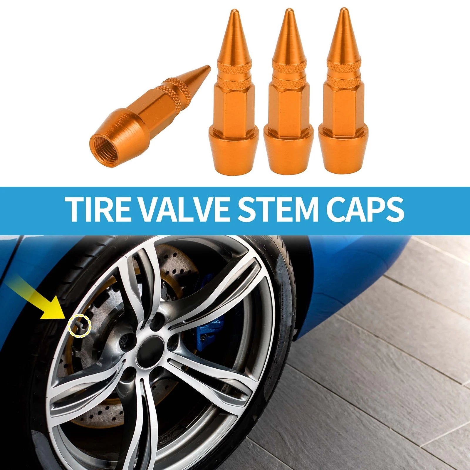 Valve Stem Caps 45mm Replacement for Car SUV Bike RV 4 Pack