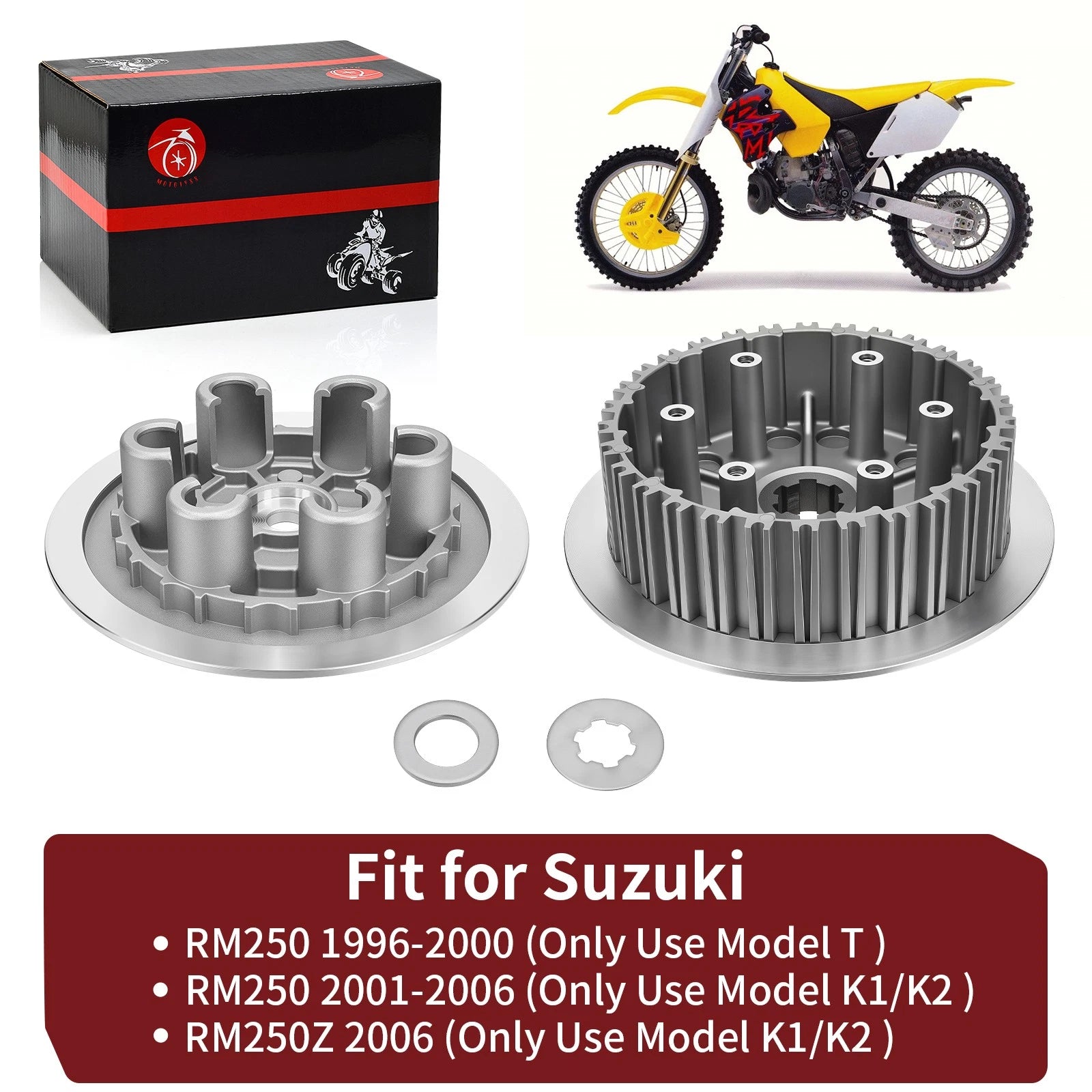 Clutch Center Inner Hub & Outer Pressure Plate Washer for Suzuki RM250 (1996–2006)