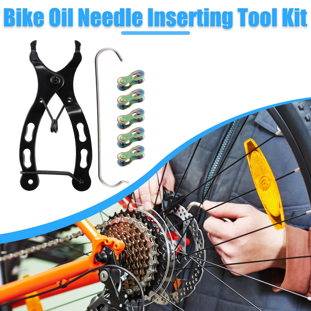 Bike Chain Repair Tool Kit with 5 Pairs Quick Links for 9 Speed Chains