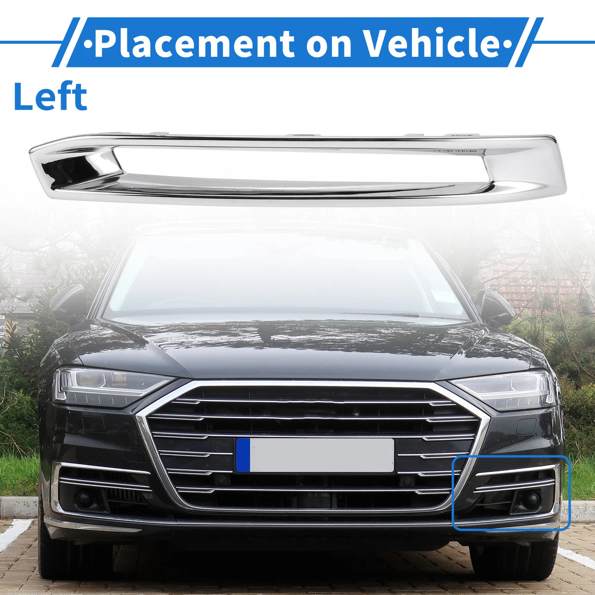 Front Left Fog Light Grill for Mercedes-Benz X166 GL (2013–2019) No.1668851774 Silver Tone