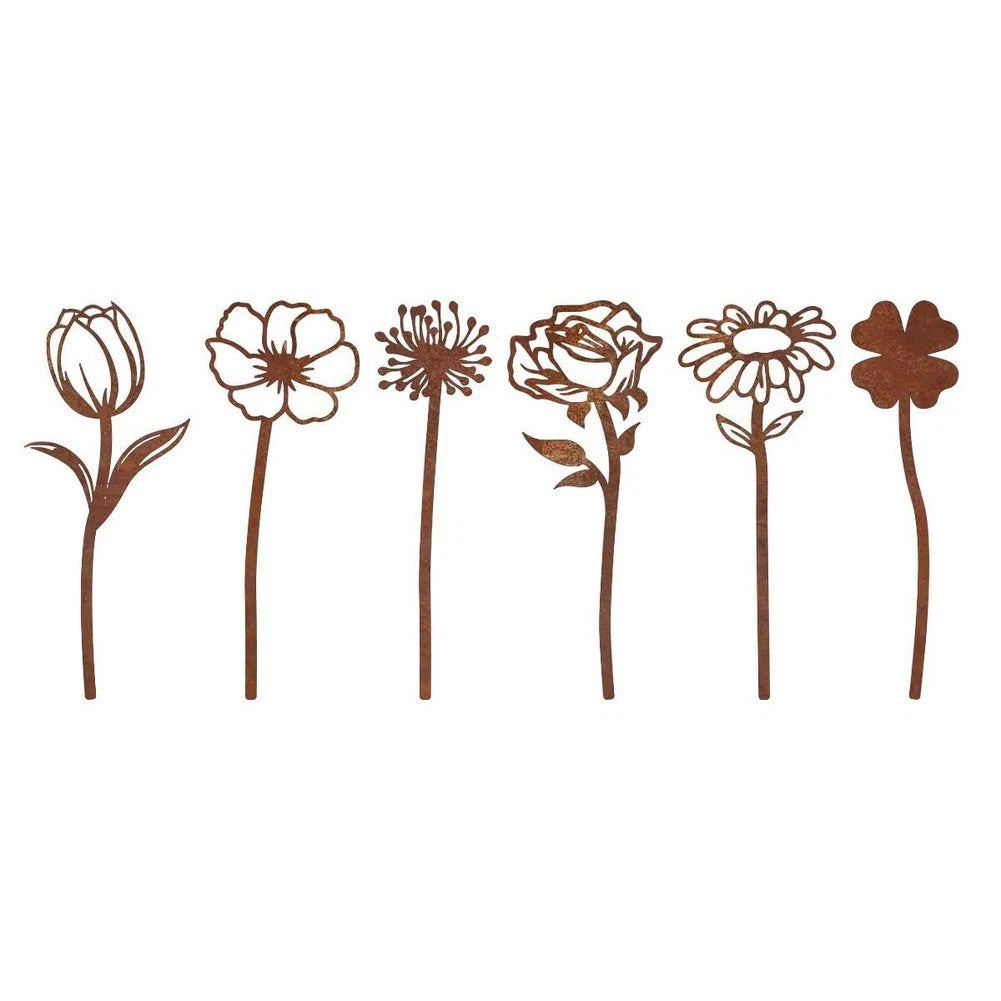 6-Piece Flower Stake Yard Decor (25.4cm Length)