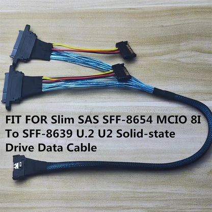Slim SAS SFF-8654 to SFF-8639 U.2 Data Cable for Solid-State Drive (70cm)