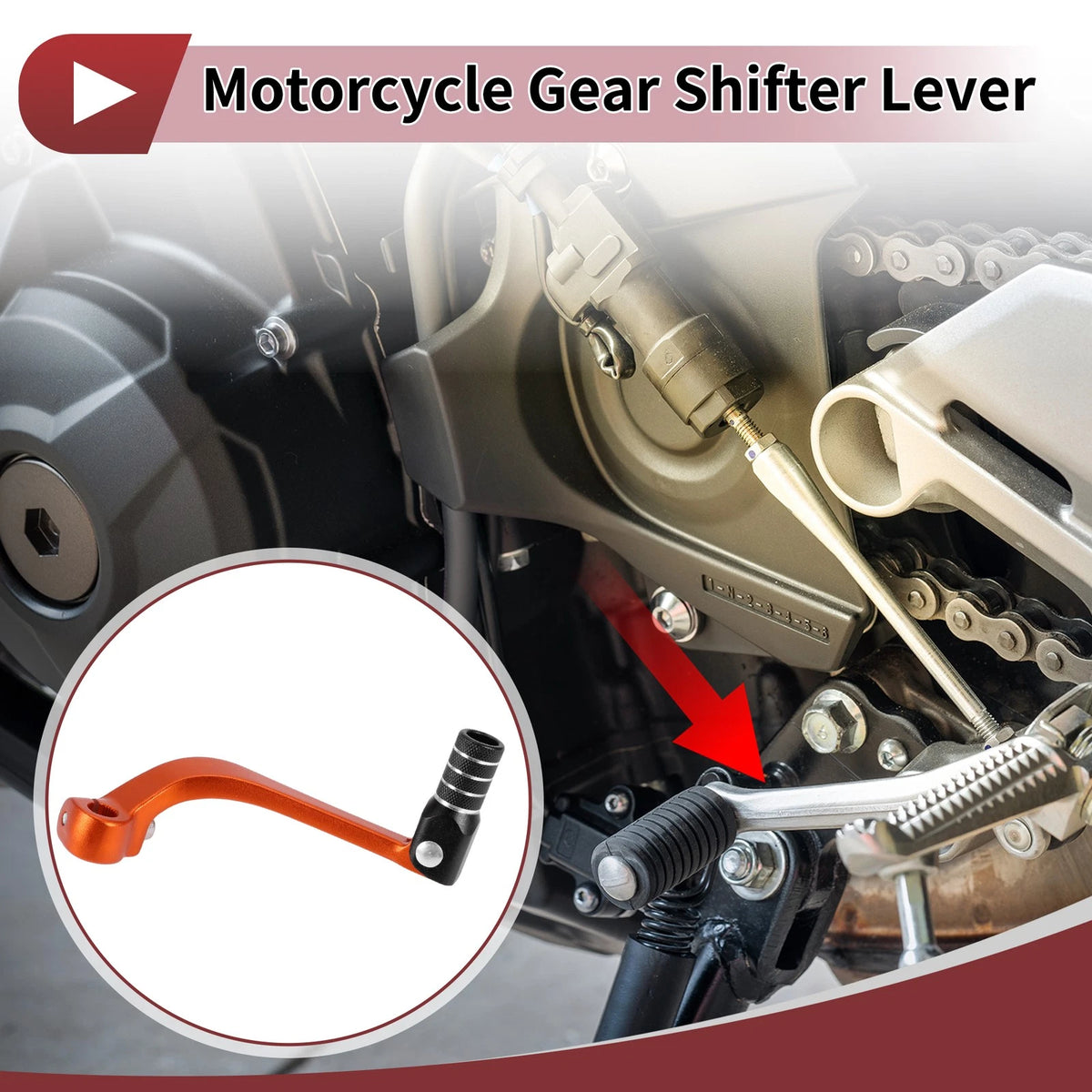 Folding Gear Shifter Lever for Honda CRF110F (2013–2018) Orange Black