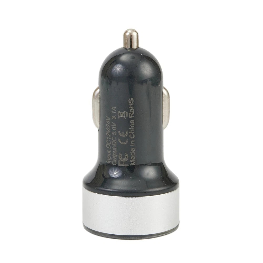 Dual USB Car Charger with LED Voltage Display for Universal Use (2010–2023)