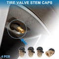 Tire Valve Stem Caps Replacement Black Dust Covers for Truck Bicycle (4 Pcs)