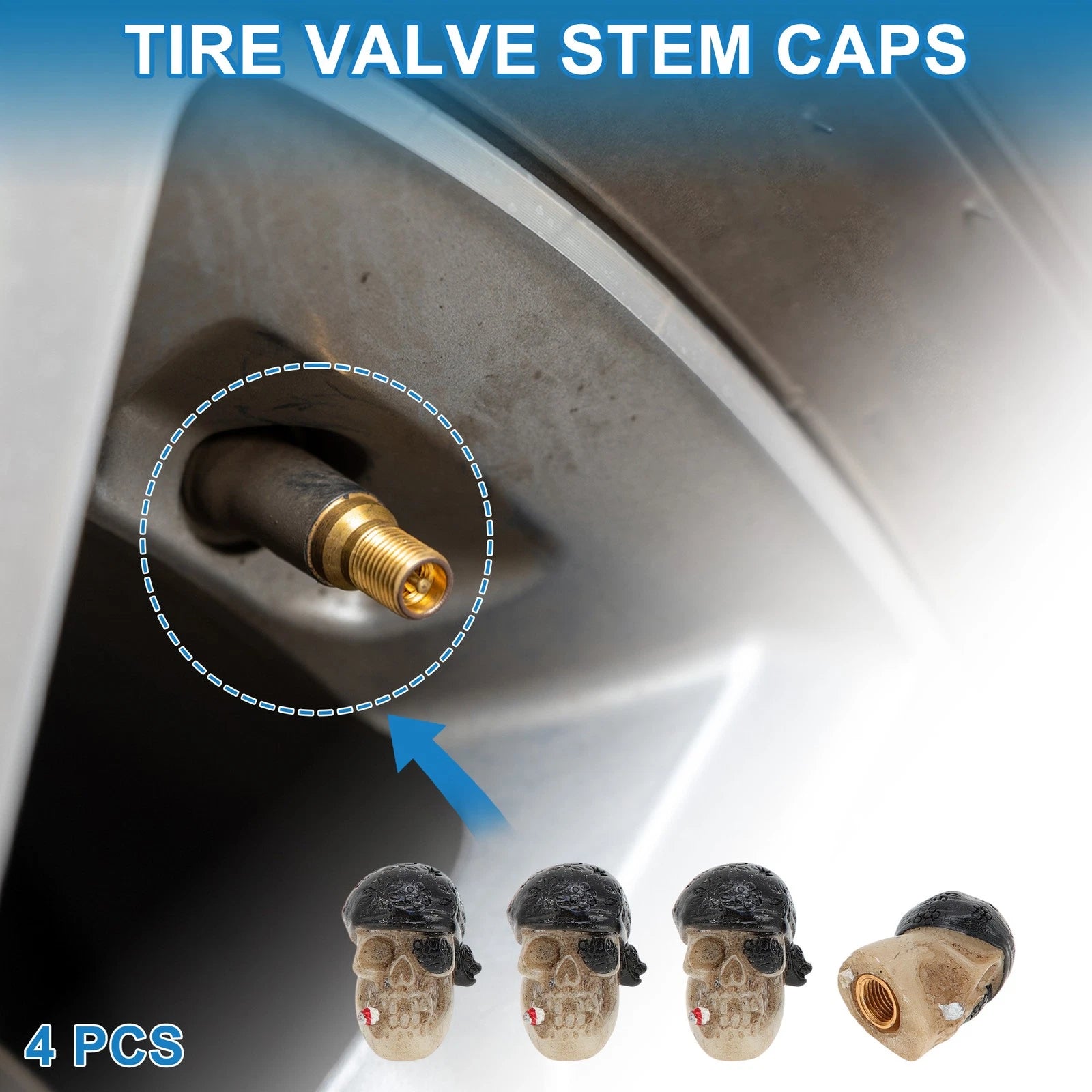 Tire Valve Stem Caps Replacement Black Dust Covers for Truck Bicycle (4 Pcs)