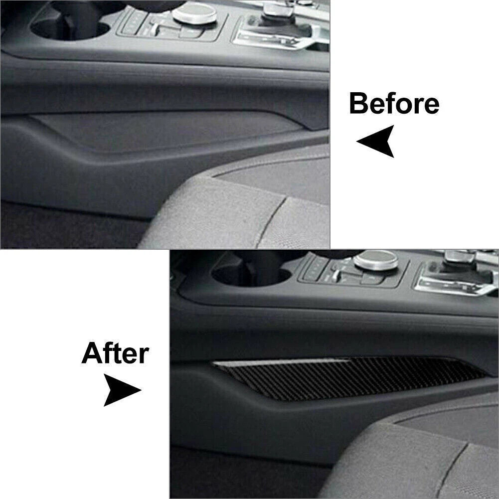 Interior Gear Shift Side Panel Cover Trim for Audi A4 B9 (2017–2020) Carbon Fiber