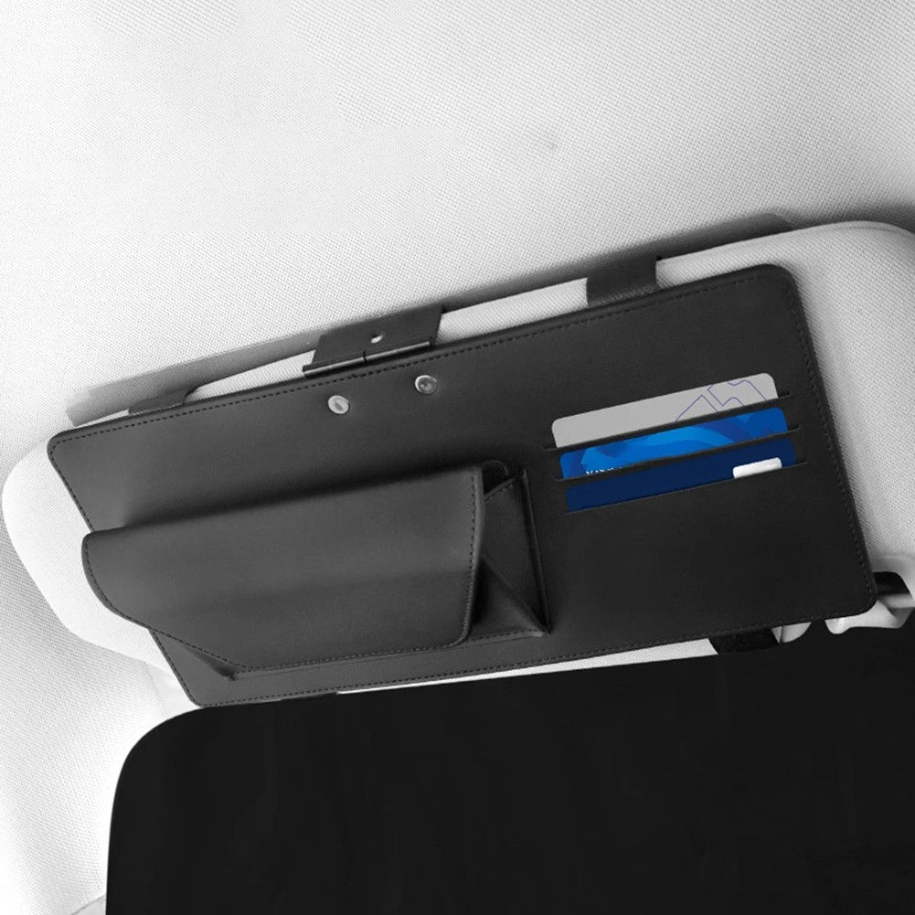 Clip On Sun Visor Extender for UV Light Reduction and Essentials Storage