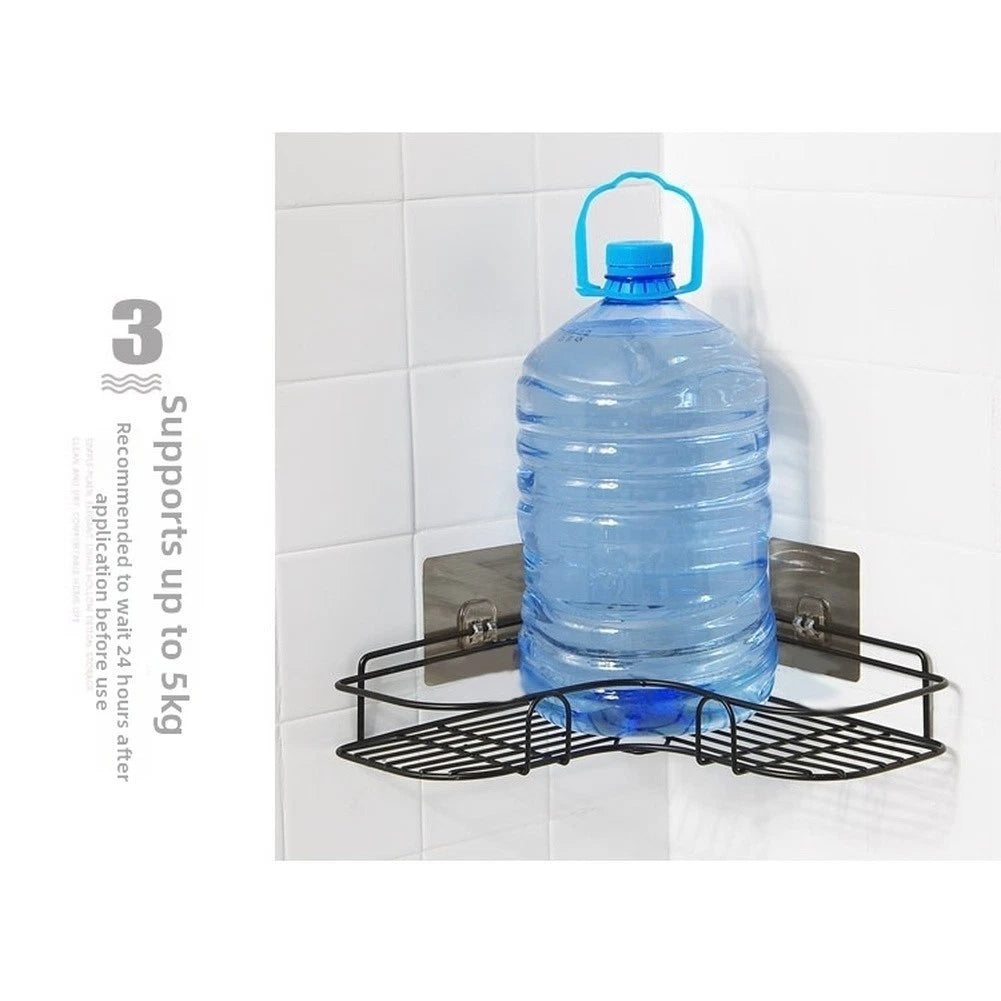 Bathroom Corner Shelf Wall Mounted Metal Storage Basket - Modern Design
