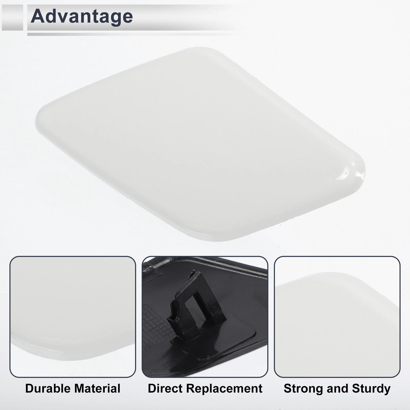 Bumper Headlight Washer Nozzle Cover Cap for Volvo S40 (2004–2011) White