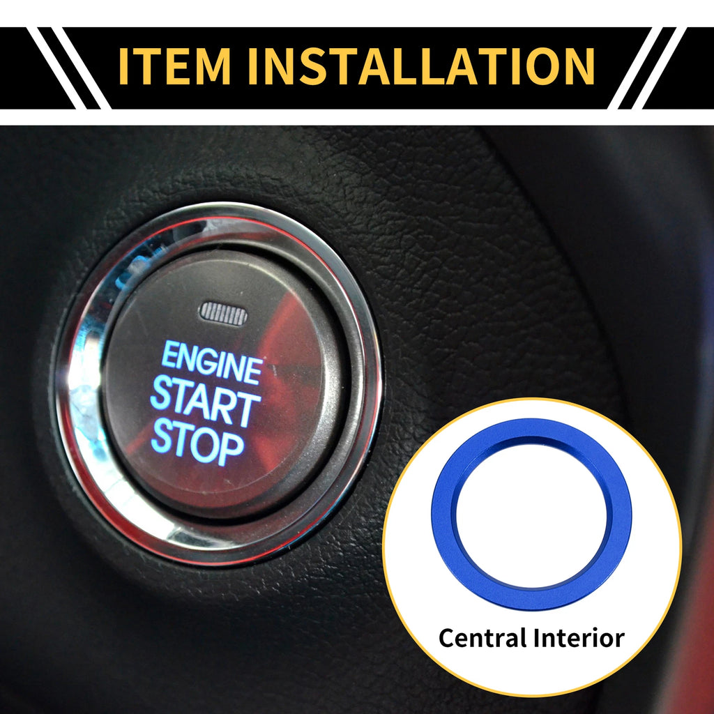 Engine Start Stop Button Switch Knob Cover Ring for Toyota Tacoma (2016–2023) Blue
