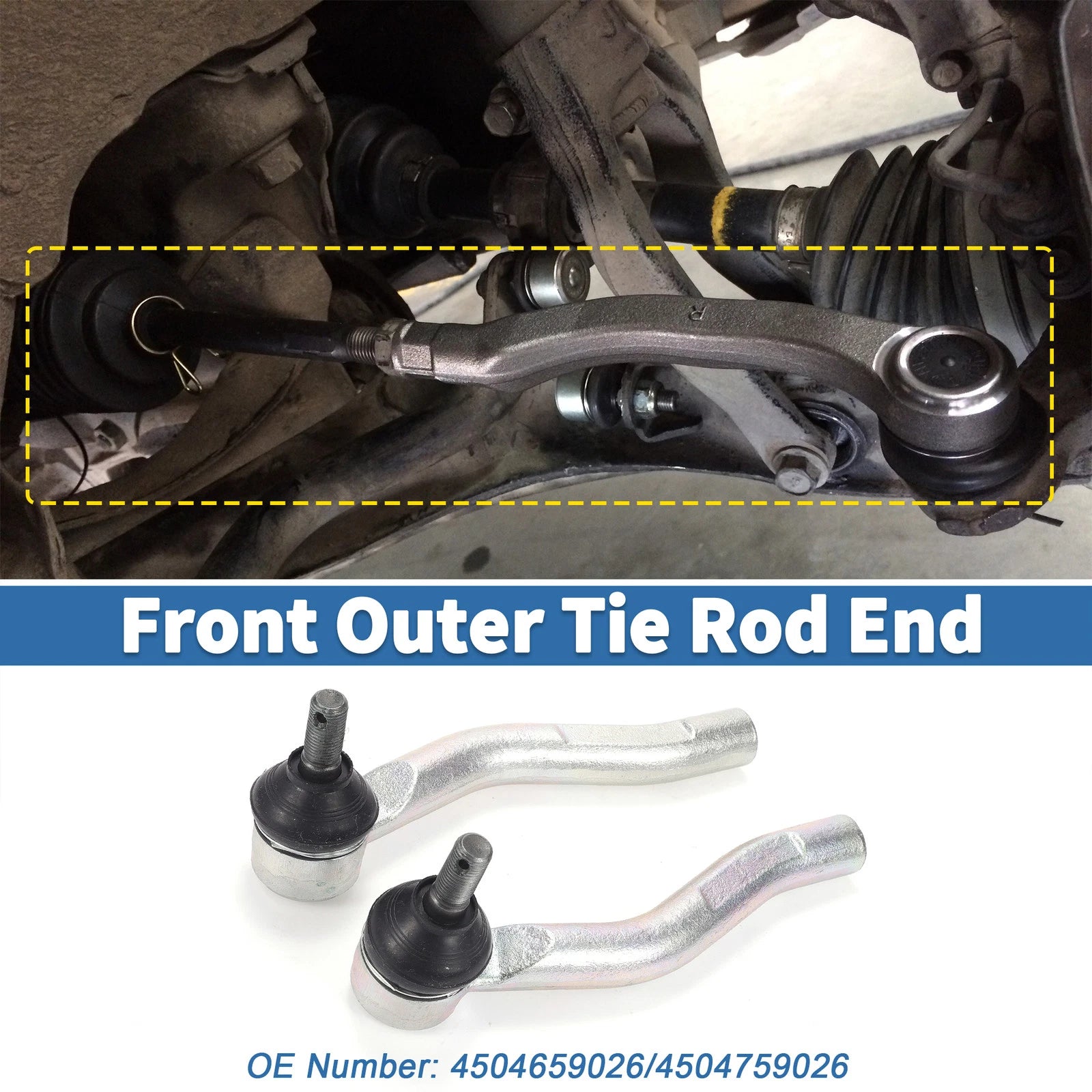 2X Front Outer Tie Rod Ends for Toyota Echo (2000–2005) No. 4504659026