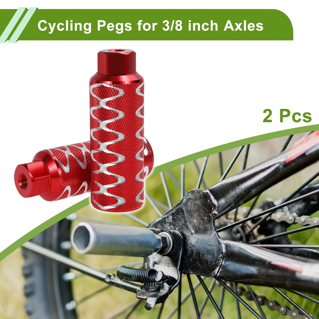 Bike Pegs 110mm Circle Texture Replacement for Red Cycling Foot Pegs (Set)
