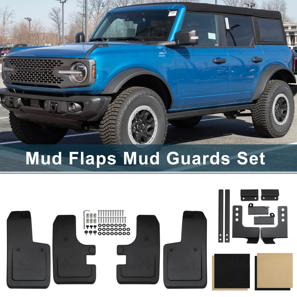 Mud Flaps Kit for Ford Bronco (2021–2025) 2/4-Door No-Drill