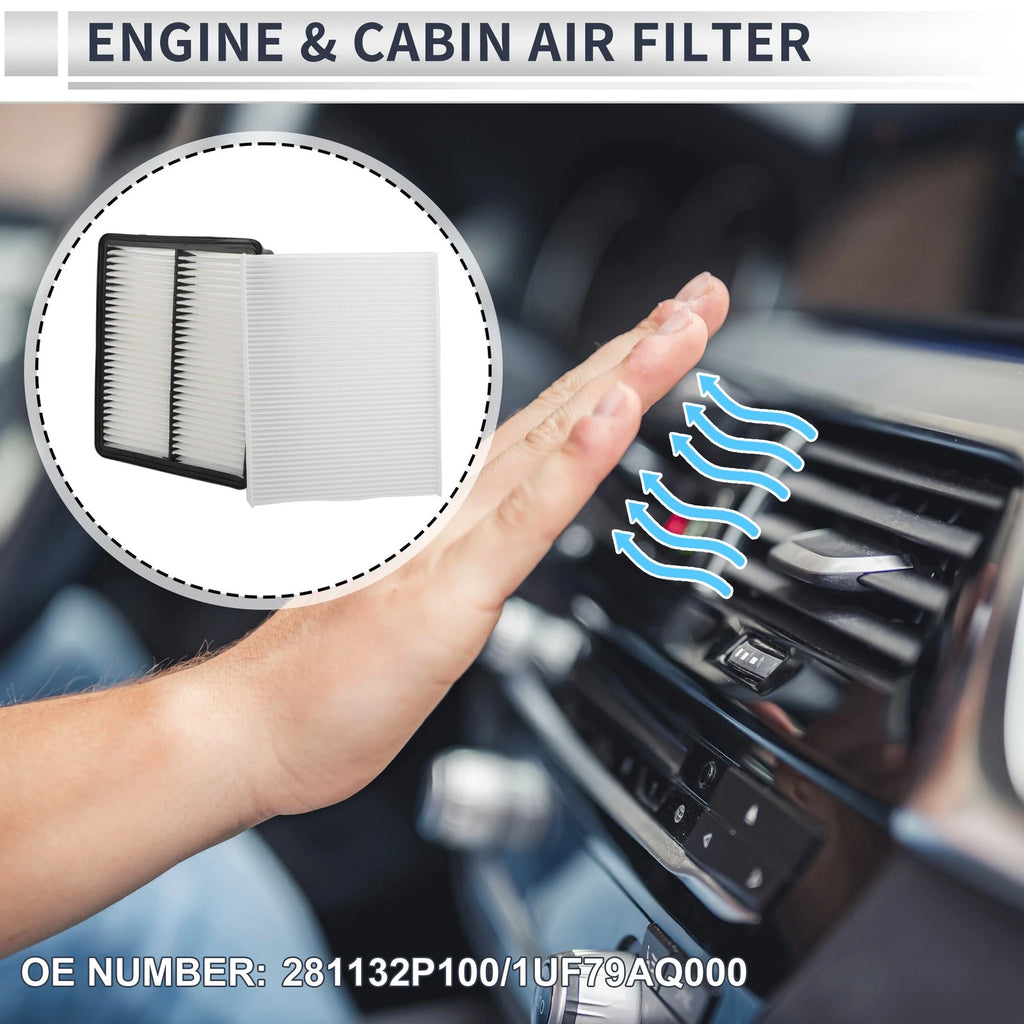 Engine Cabin Air Filter Combo Replacement for Hyundai Santa Fe 2.4L 3.5L (2010–2012)