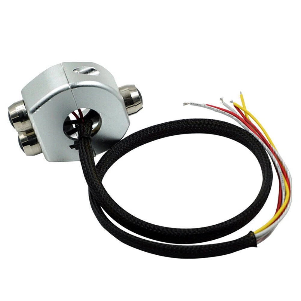 7/8" 22MM Motorcycle Handlebar Silver Switch Self Latch / Momentary Button 12V