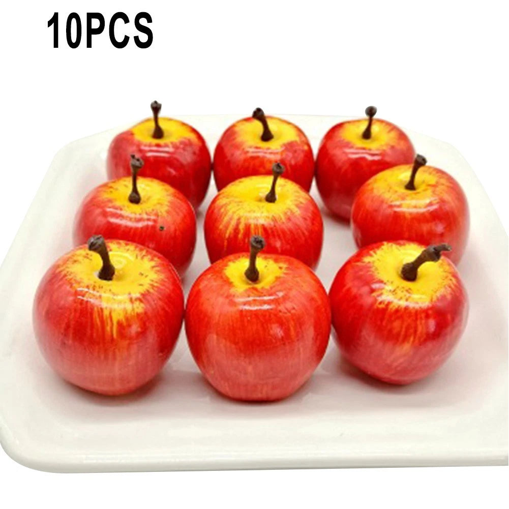 Pack of 10 Artificial Realistic Red Apples Fake Fruit Decor
