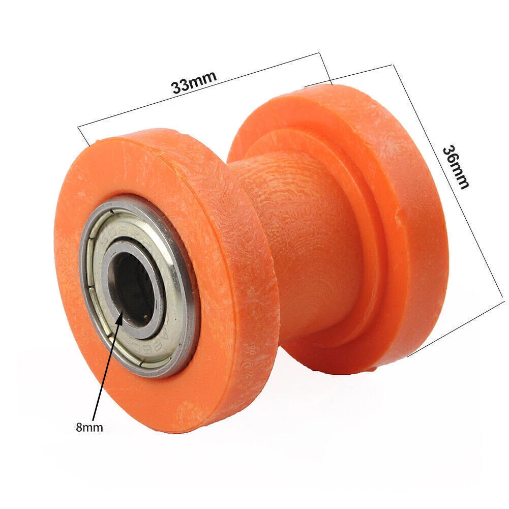 8mm Chain Roller Slider Tensioner Guide Pulley Dirt Pit White For Bike Motor
