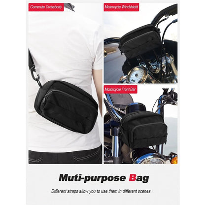 Universal Motorcycle Handlebar Bag for Dirt Bikes/Bicycles (Black)