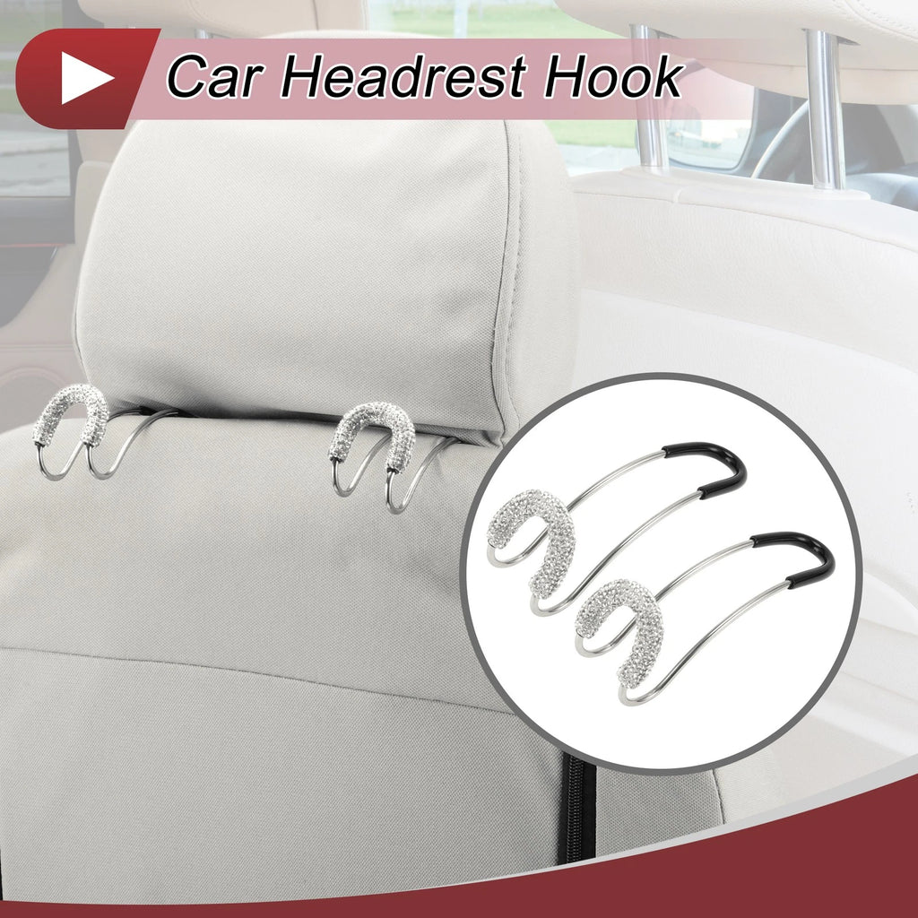 2 Pcs Universal Car Seat Headrest Hook for Purses and Bags (4.33"x1.42")