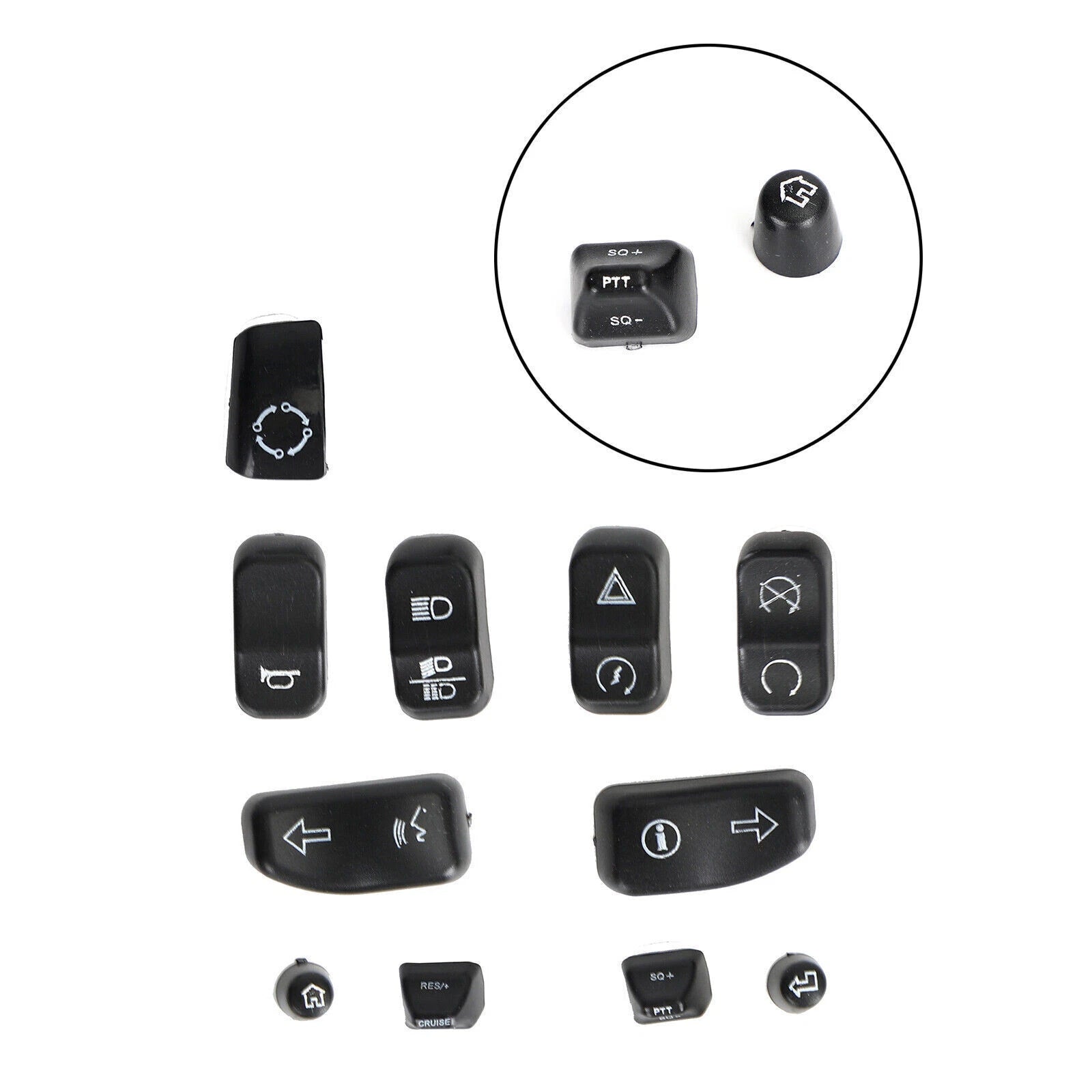 11 Pieces Control Switch Cap Buttons for Harley-Davidson Glide Road King (2014–2019) T9
