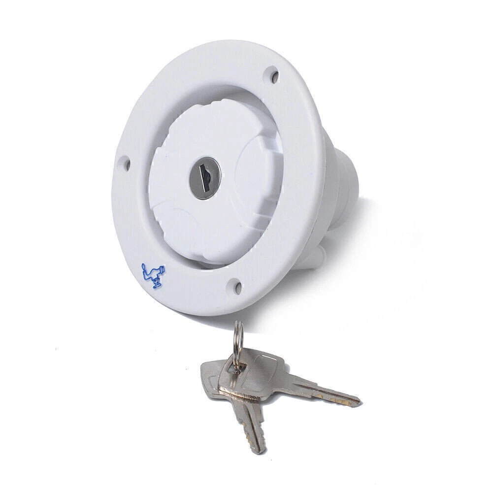White Locking Gravity Water Inlet Fill Dish Hatch Lock for RV Camper Trailer Car