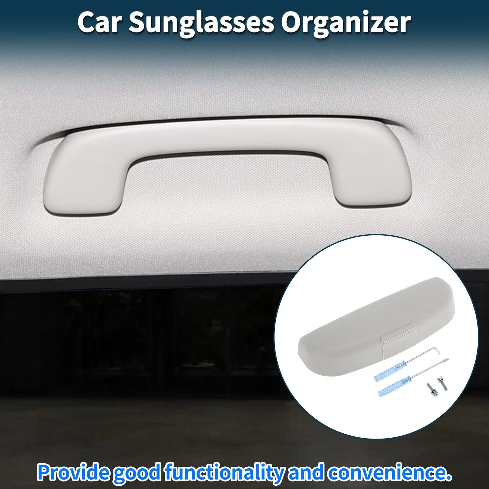 Car Sunglasses Case Organizer for Mitsubishi Lancer Eyeglasses Holder Grey (2008–2017)