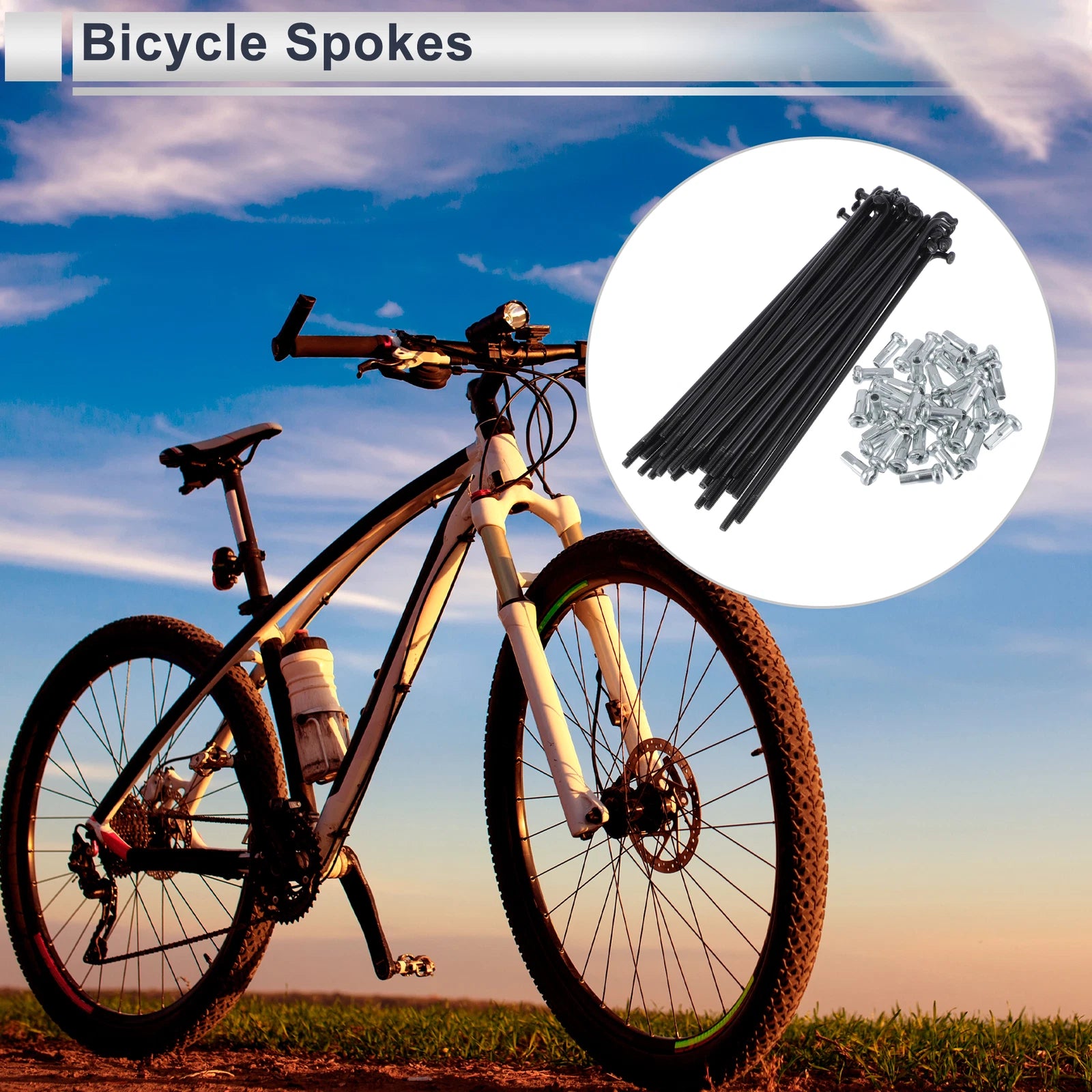 Bicycle Spokes Nipple Set 45 Steel 13G 110mm Black Universal (Universal)