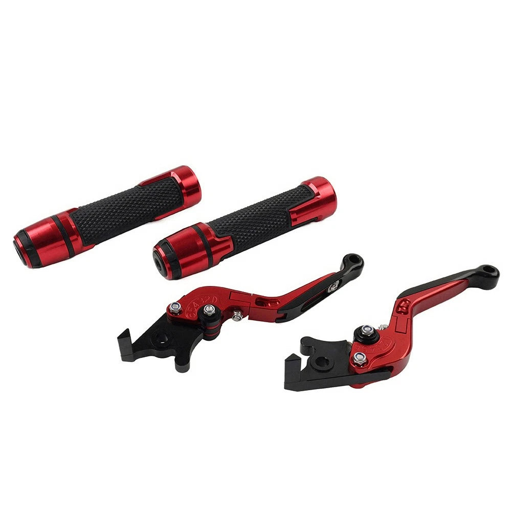 Red Extendable Brake Clutch Levers Handlebar Grips Sets For Suzuki GSXR750 R
