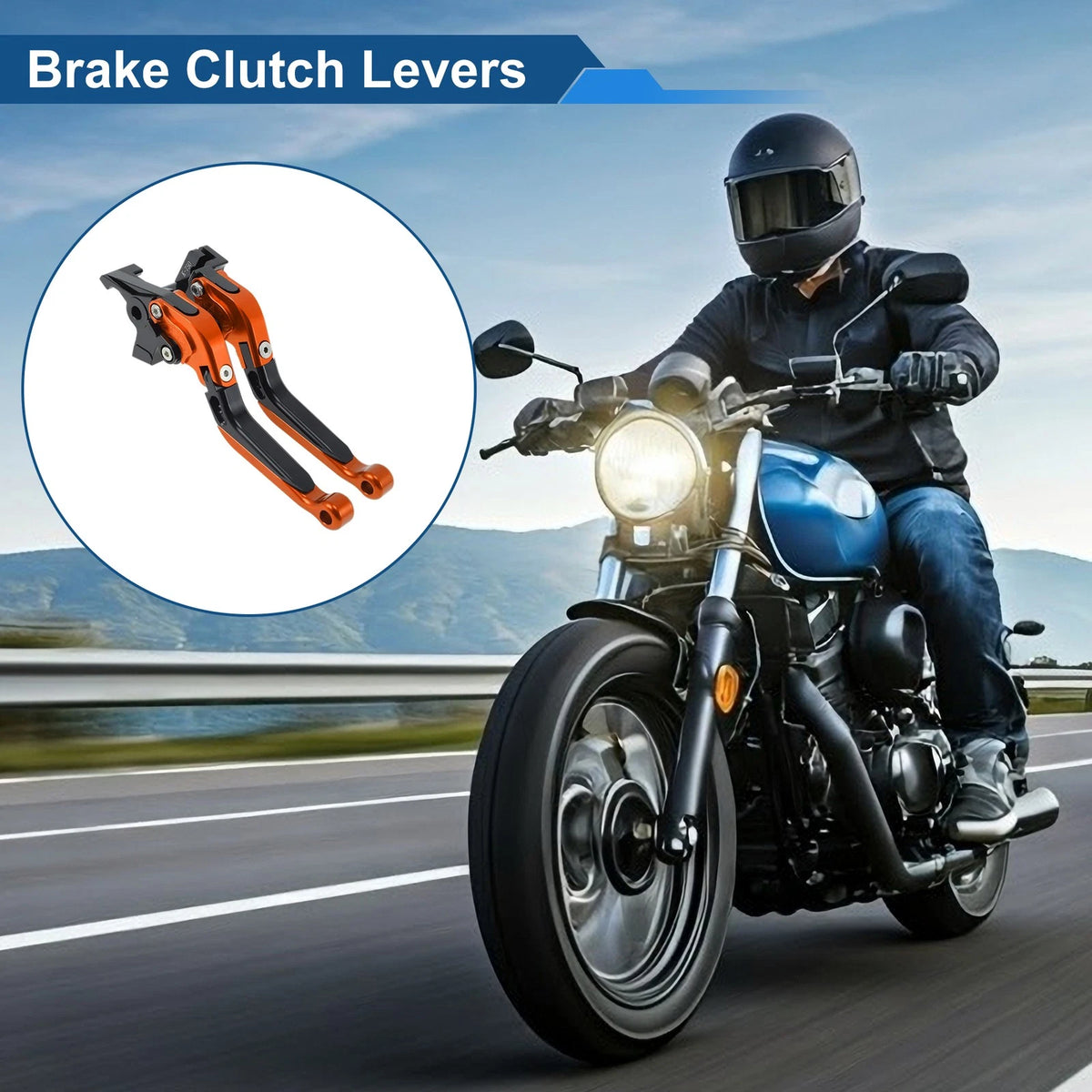 Brake Clutch Levers for Kawasaki Ninja 650R (2009–2016) - Orange Head Black Handle