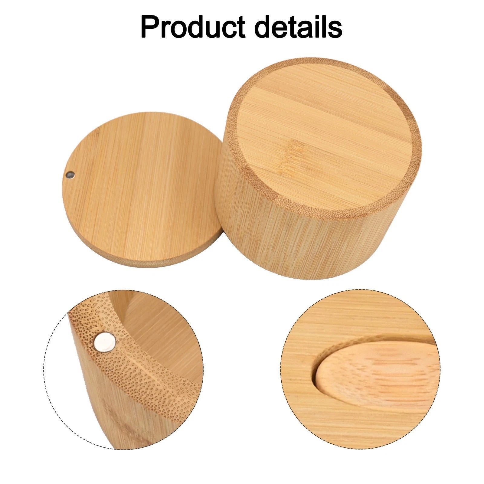 Salt Cellar with Magnetic Lid and Scoop Tool for Kitchen Use
