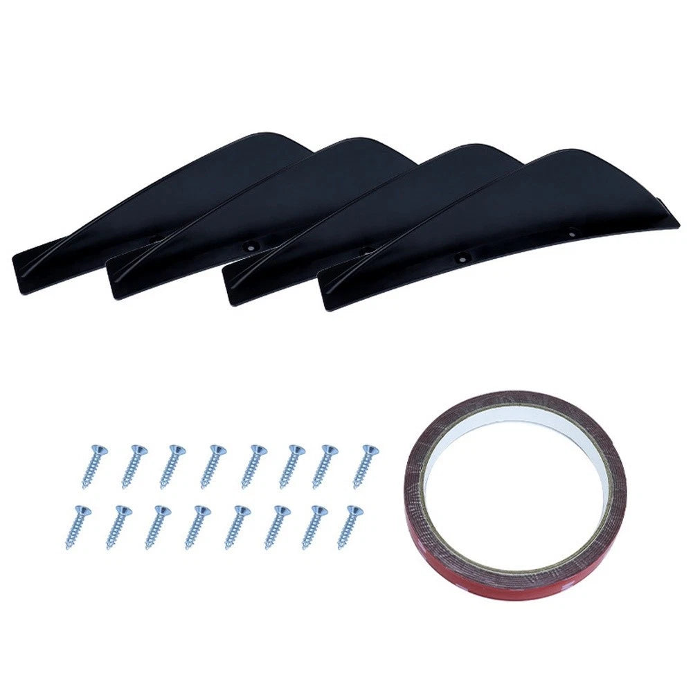 Set of 4 Black Rear Bumper Lip Spoiler Diffuser for