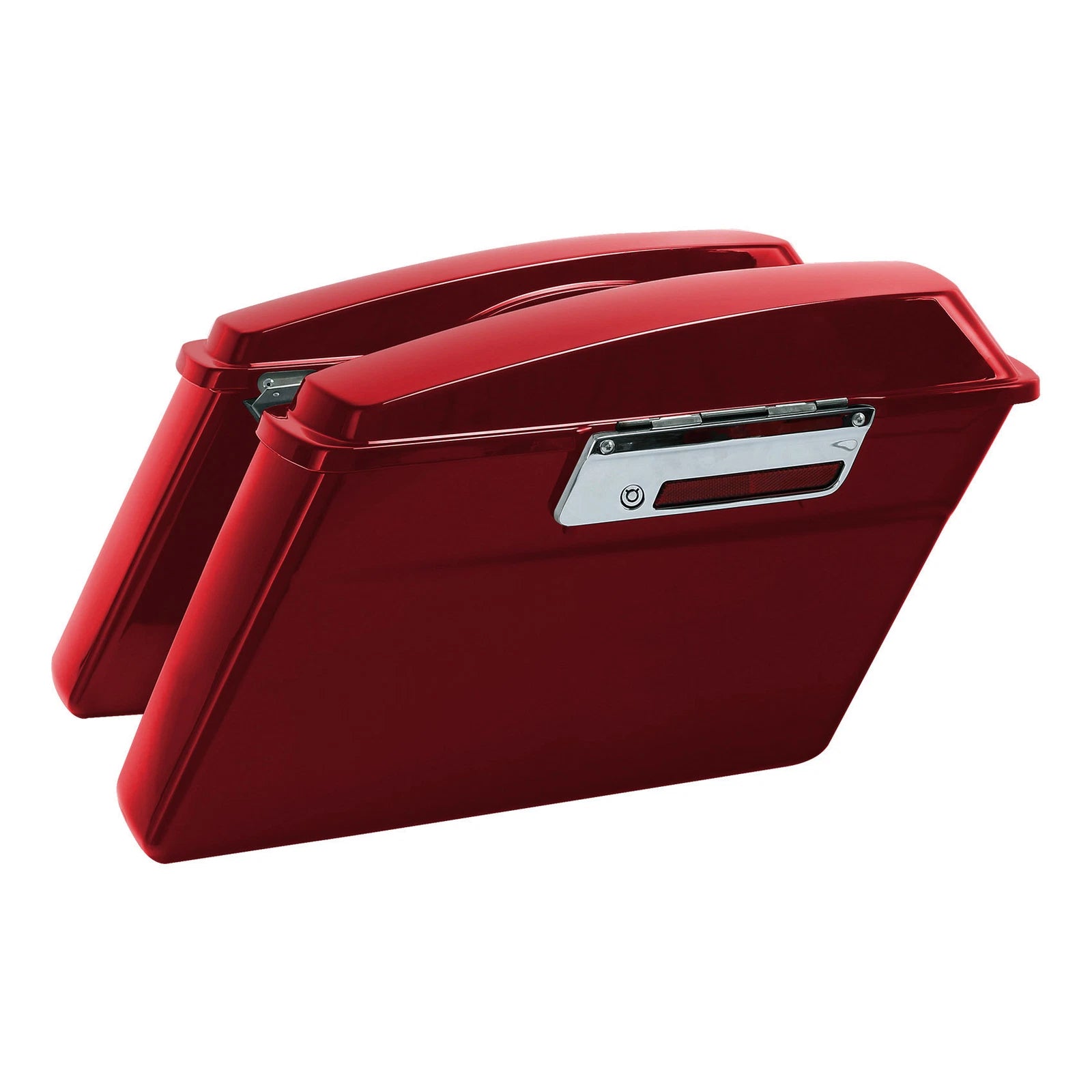 Red Hard Saddlebag & Chrome Conversion Bracket for Harley Softail FLST (1984–2017)
