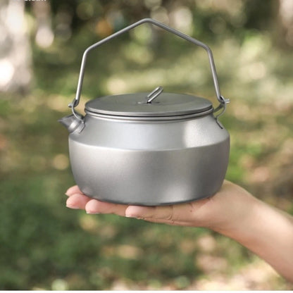 1100ml Pure Titanium Camping Kettle for Backpackers (Lightweight, Foldable Handle)