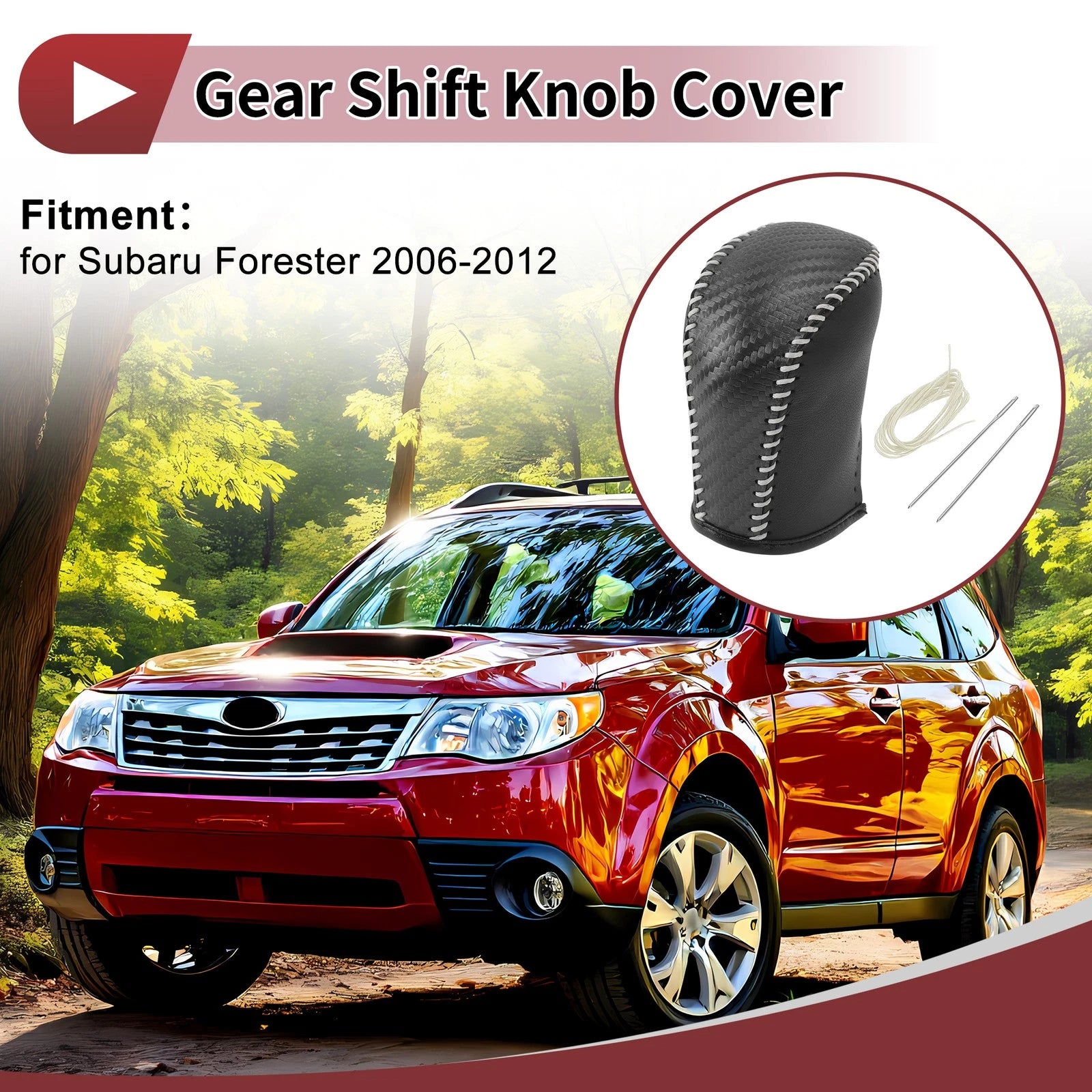 Gear Shift Knob Cover Replacement for Subaru Forester (2006–2012) Black Beige