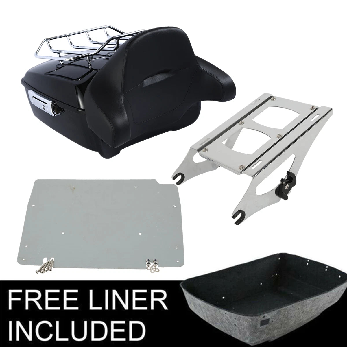 Trunk Backrest Pad Mount Rack Base Plate for Harley Touring Glide (2014–2026)